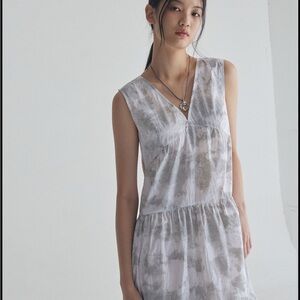 Jane and Delancey Dress - gray/white tie dye tiered sleeveless soft and cozy